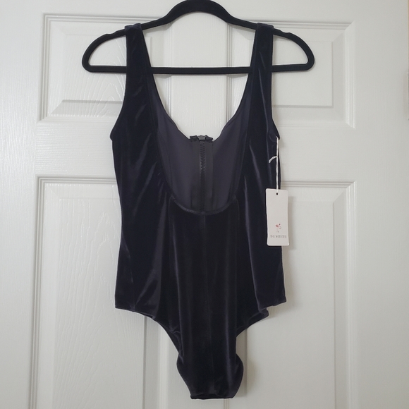 Lisa Marie Fernandez Black Zip Up Velvet Bodysuit Swimsuit - Picture 3 of 5